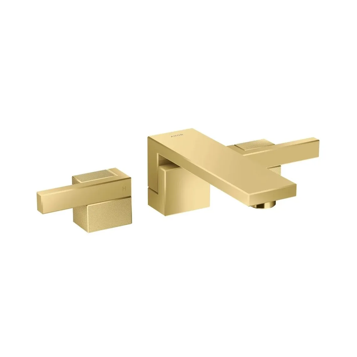 Змішувач для умивальника Axor Edge 190 зі стіни, 3 отвори, Diamond Cut з push-open, Polished Gold Optic (46061990)