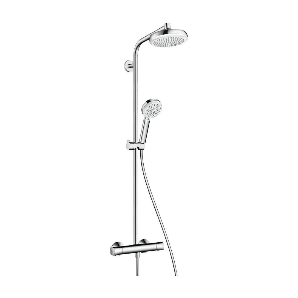 Душова система Hansgrohe Crometta 160 1jet Showerpipe з термостатом, білий / хром (27264400)