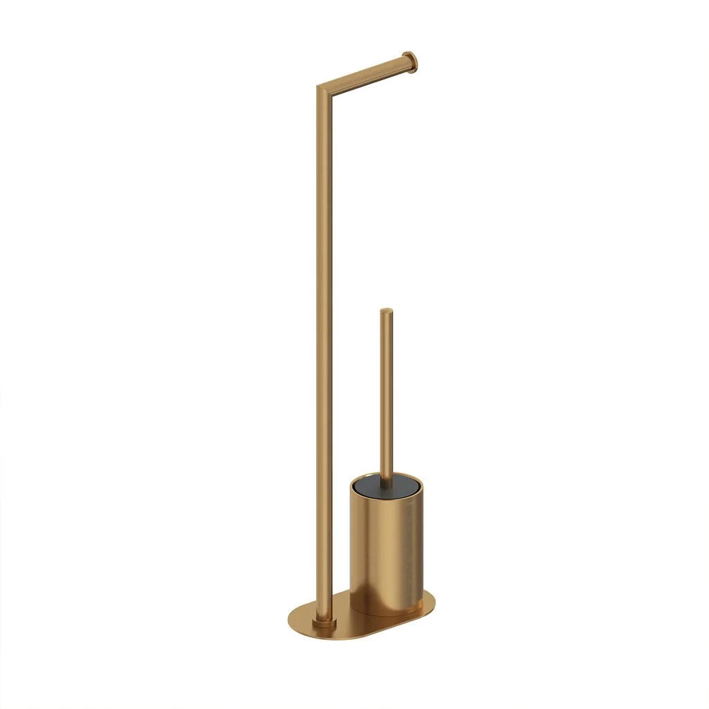 Тримач туалетного паперу Cosmic Architect S+ 20x12x72.4 см, підлоговий, з йоржиком, Brushed gold PVD (WJC235A0097040)