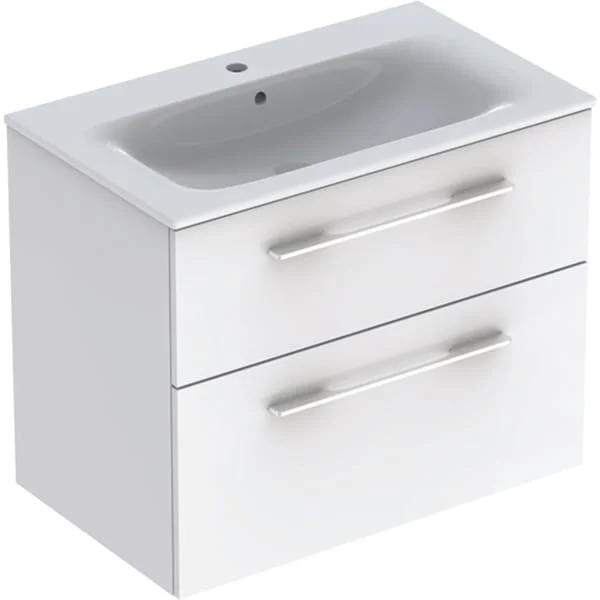 Комплект тумби з умивальником Geberit Selnova Square slim rim, 80х50, з шафкою, два ящики, білий (501.240.00.1)