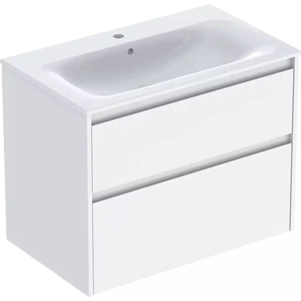 Комплект вбудованого умивальника Geberit Selnova Square slim rim 800x621x480 мм, з шафкою, два ящики, білий (504.139.01.1)