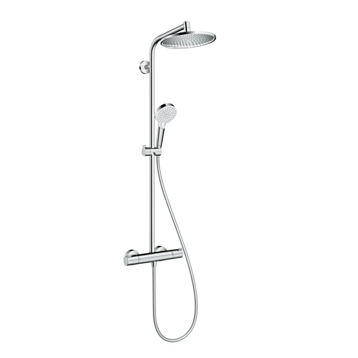 Душова система Hansgrohe Crometta S Showerpipe 240 1jet EcoSmart з термостатом 9 л / хв, хром (27268000)