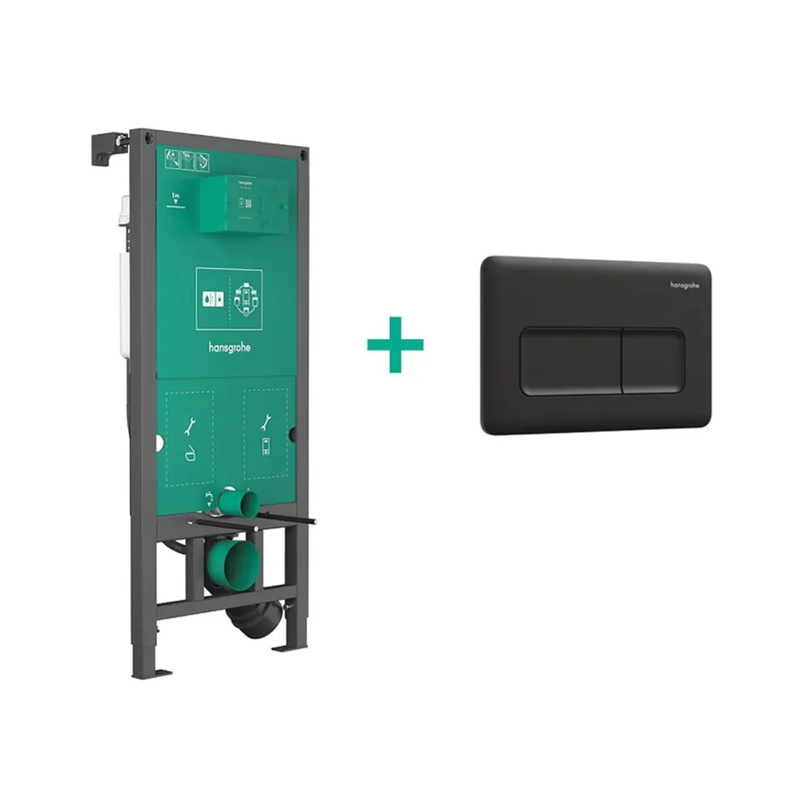 Інсталяція Hansgrohe iFrame Universal з клавішею iFrame Original Q, Matt Black (99001670)