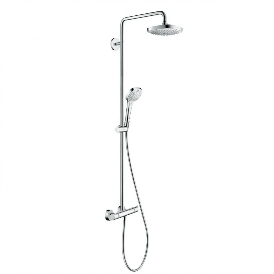 Душова система Hansgrohe Croma Select E 180 2jet Showerpipe EcoSmart з термостатом 9 л / хв, хром / білий (27257400)