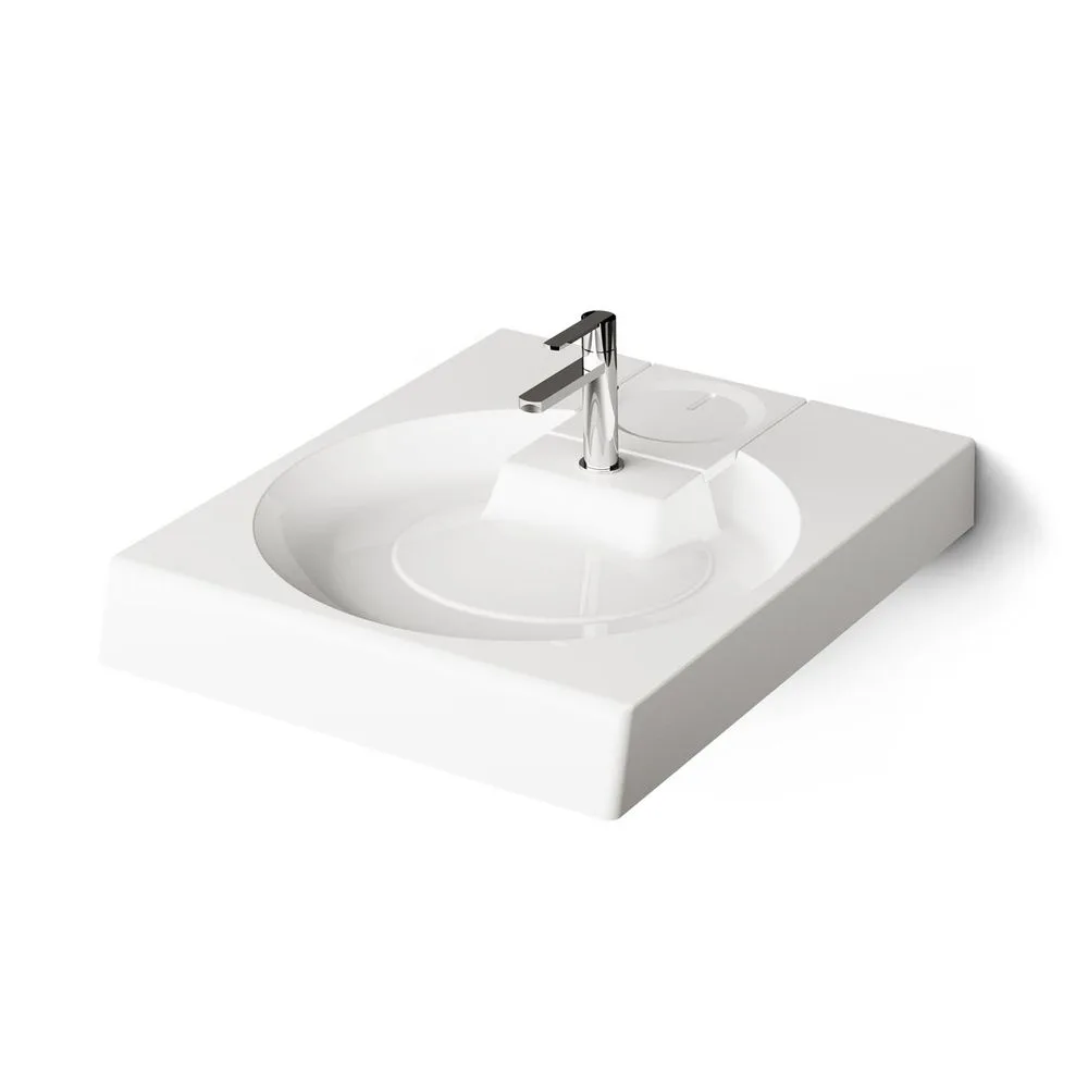Умивальник над пральною машиною PAA Claro Grande, камінь литий, 60х75, Glossy Alpine White (KICLAGRSIF_00)