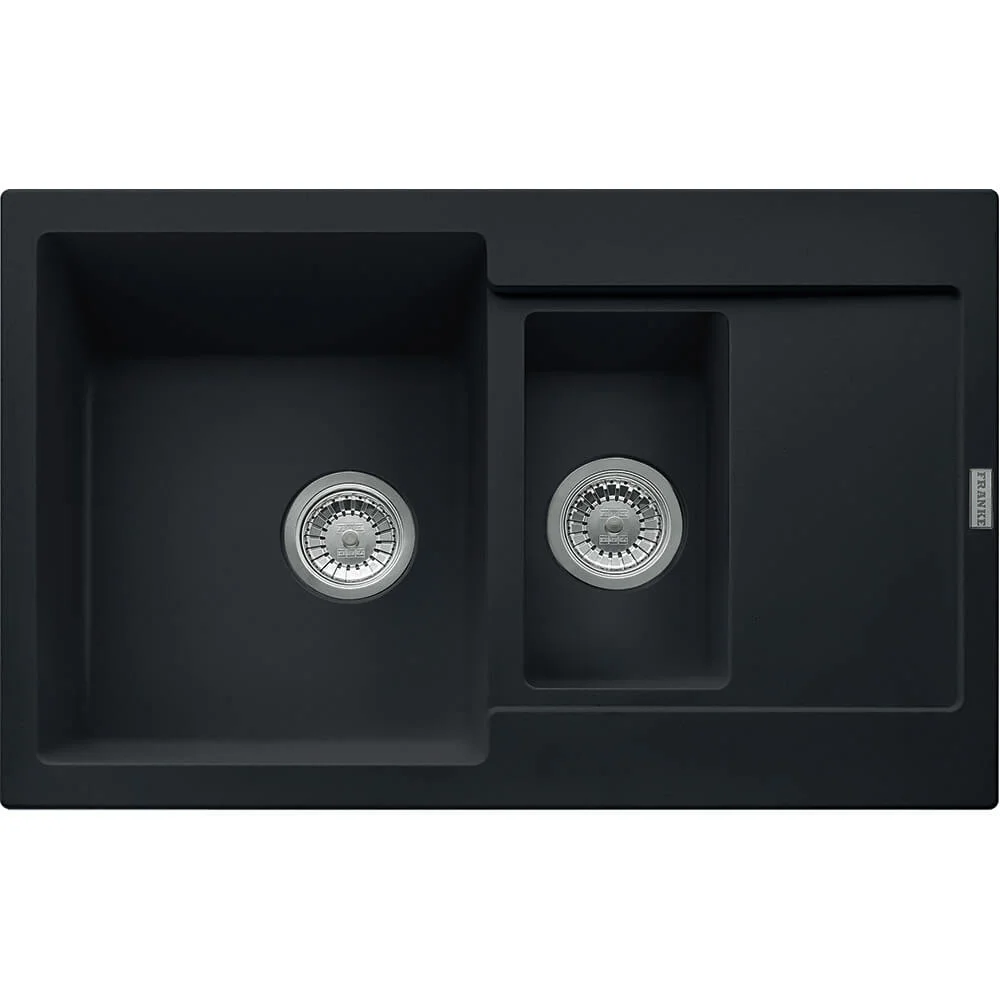 Кухонна мийка Franke MRG 651-78, накладна, оборотна, 2 чаші, 78х50, граніт чорний матовий (114.0631.461)