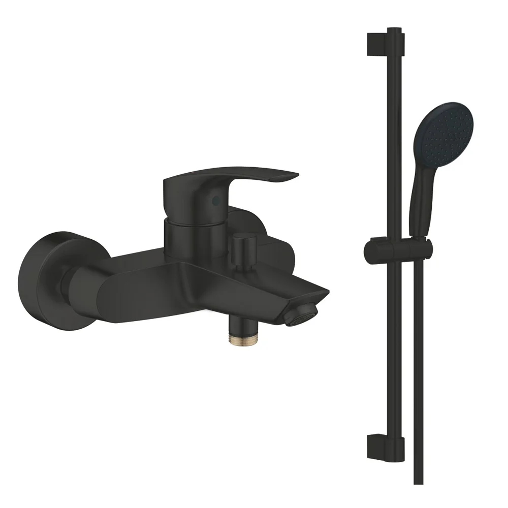 Змішувач для ванни Grohe Eurosmart New одноважільний, Душовий гарнітур Grohe Tempesta 110, 2 режими, черний матовий (333002433_261622433)