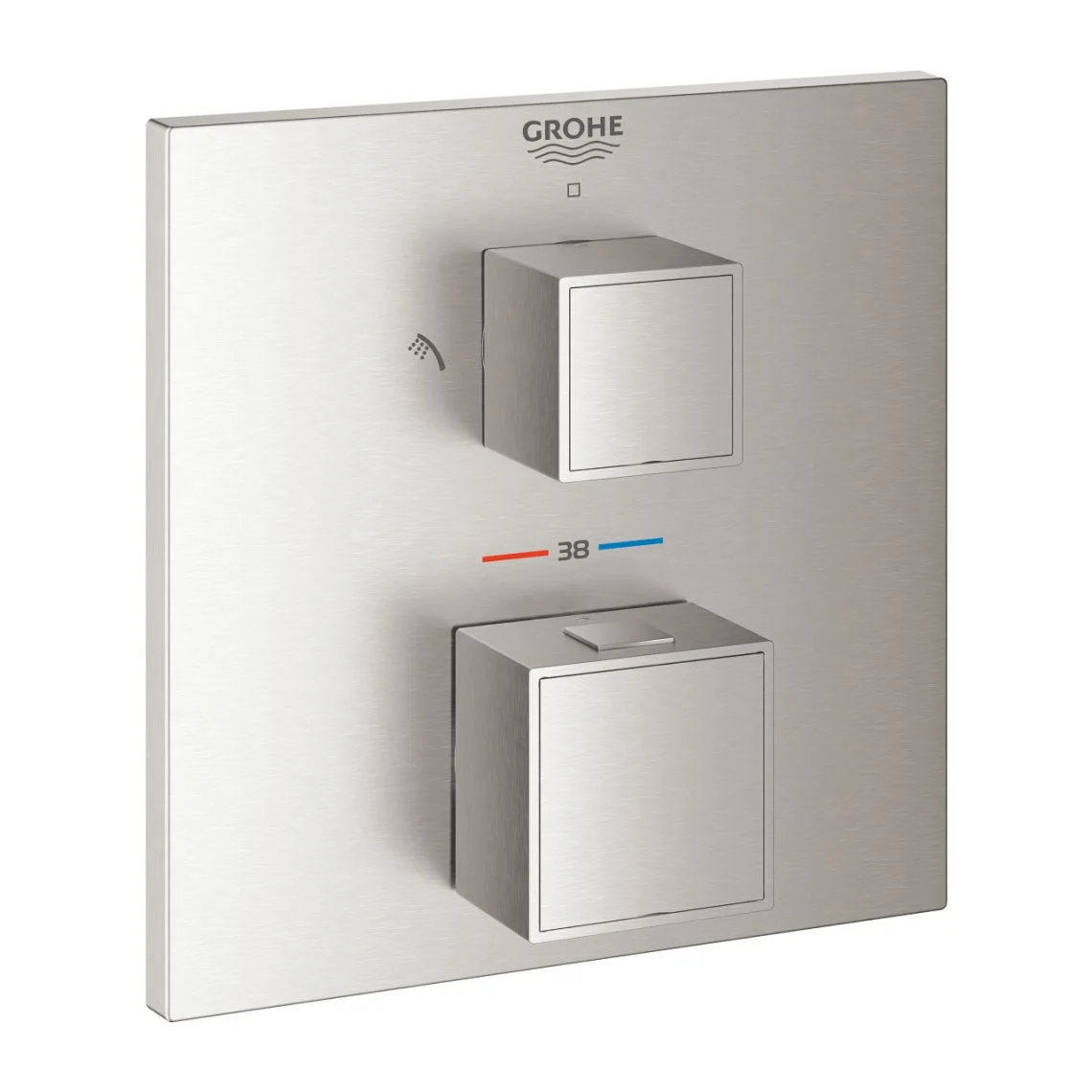 Термостат для душу прихованого монтажу Grohe Grohtherm Cube Termostatic, зовнішня частина, сталь (24154DC0)