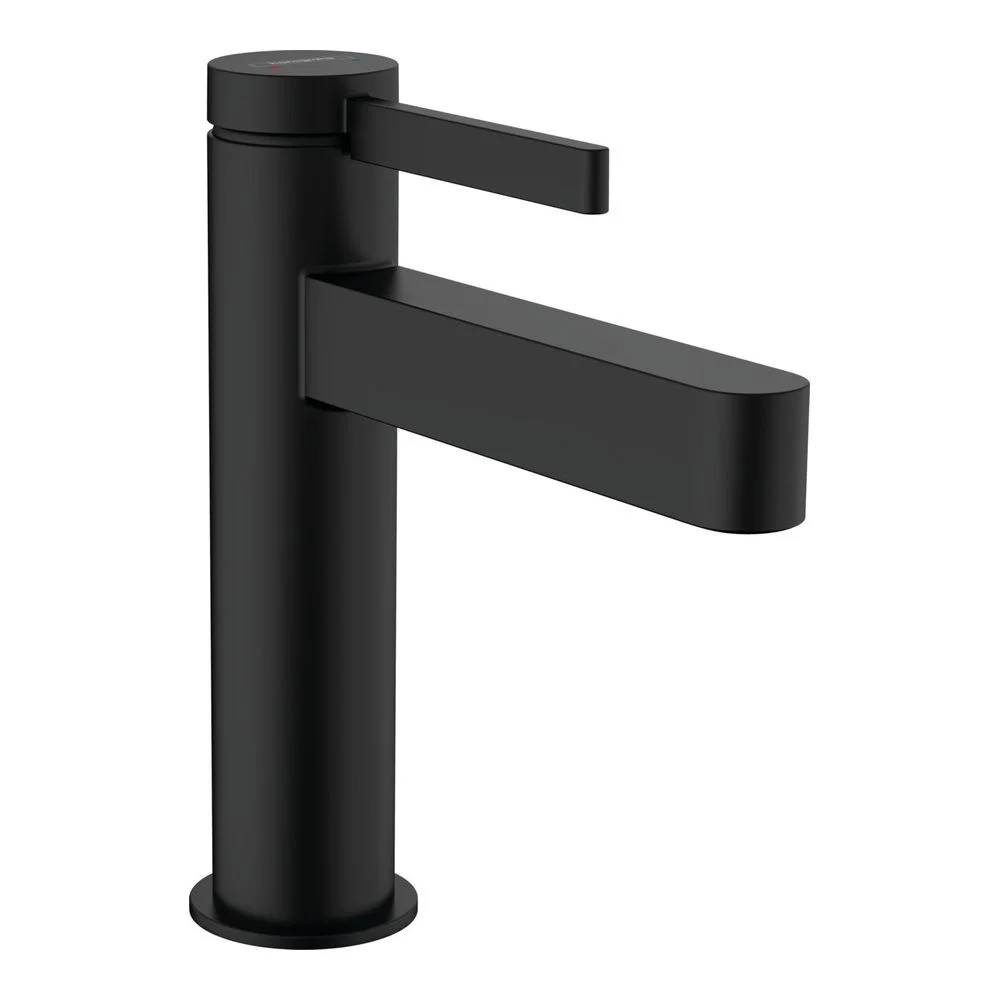 Змішувач для умивальника Hansgrohe Finoris 110 з донним клапаном push-open, чорний матовий (76020670)