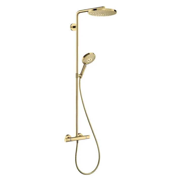 Душова система Hansgrohe Raindance S 240 EcoSmart PowderRain 2jet з термостатом, Polished Gold Optic (28823990)